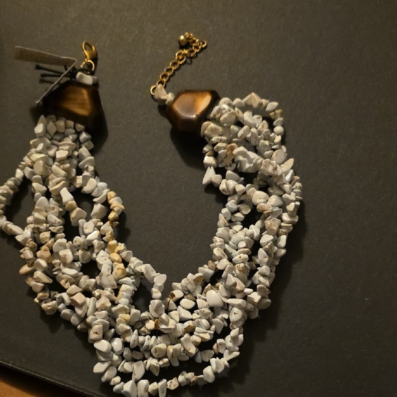 Chic Multi-Strand White and Gold Necklace - Picture 1 of 1